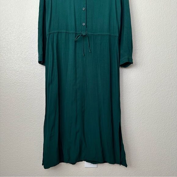 JustFab Green Half Button Long Sleeves Midi Dress - Picture 4 of 11